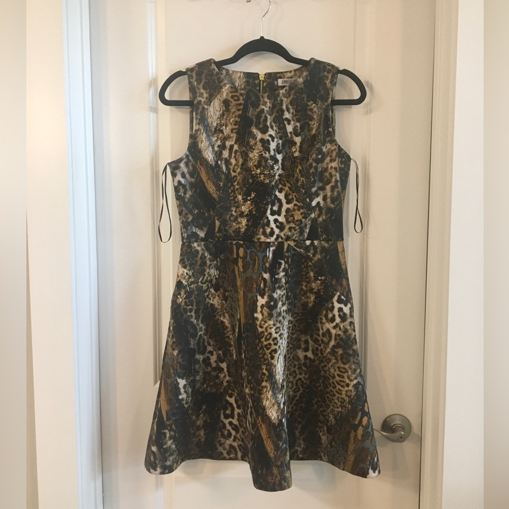 Jennifer Lopez Animal Print Fit & Flare Mini Dress